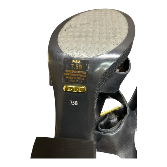 Ralph Lauren Fabia 100% Leather upper, Dress Sandal high heels Black size 7.5 - Picture 6 of 11